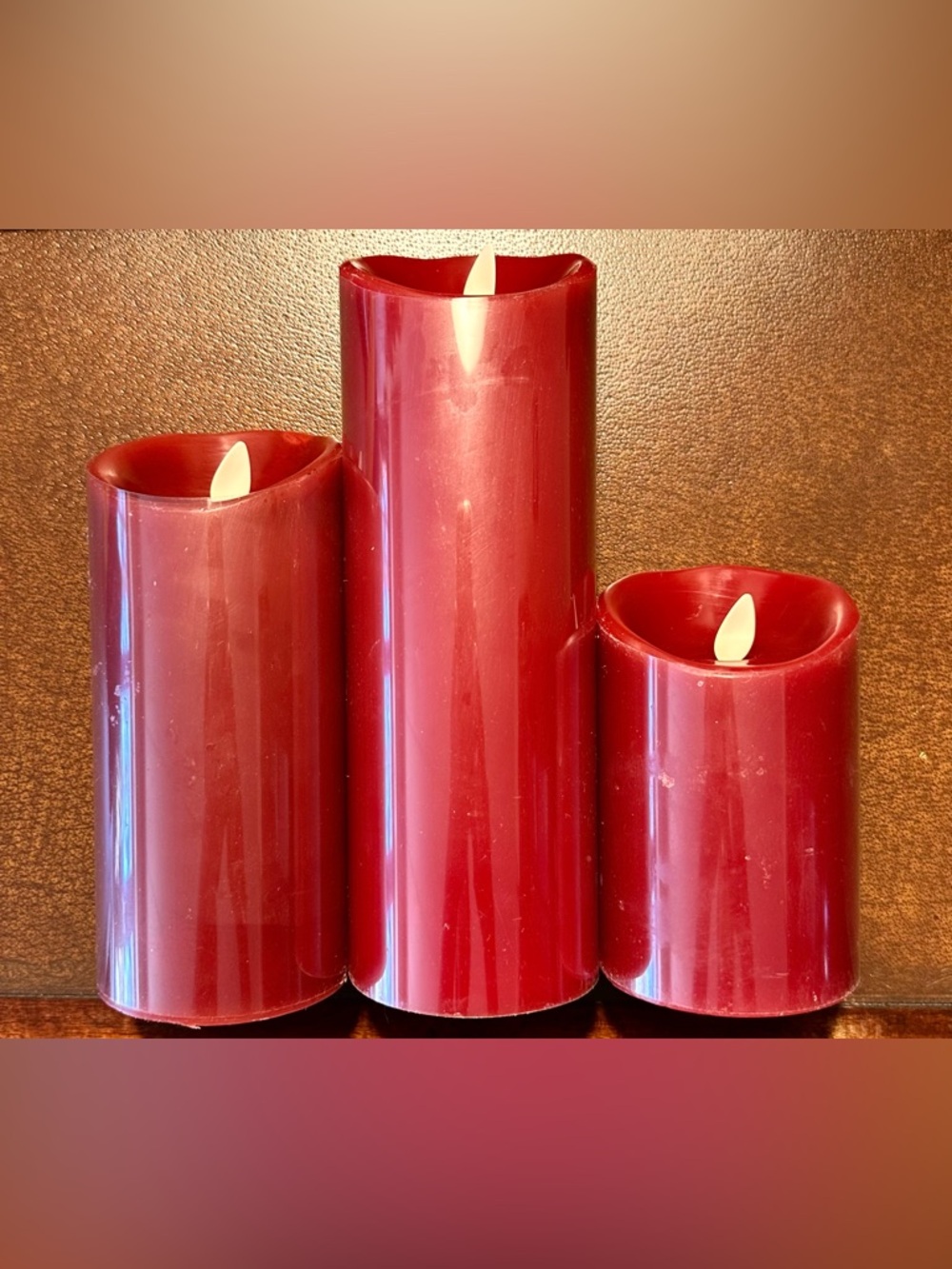 Luminara Flameless Pillar Candles Set of 3 - 5” 7” & 9” x 3” Round - Picture 2 of 13